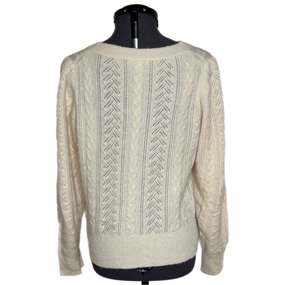 J. Crew Fisherman Cable Open Knit Wool Blend Sweater - Picture 2 of 6